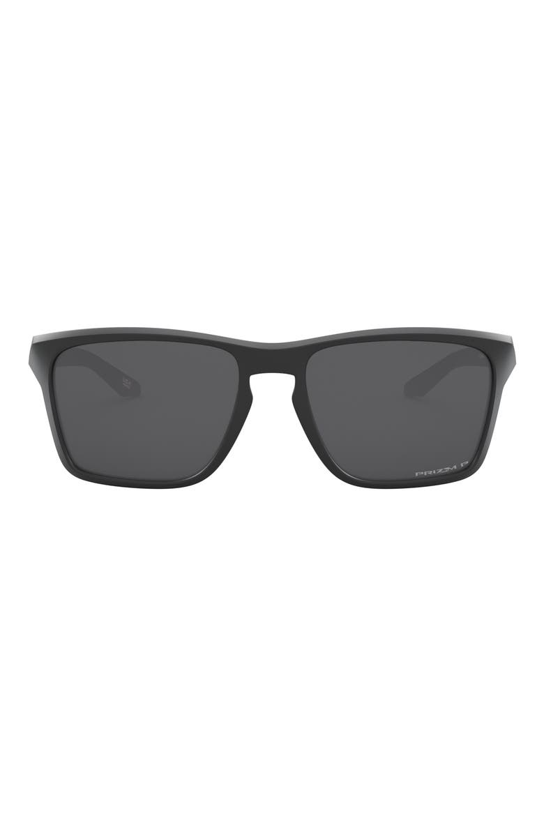 Sylas 60mm Prizm™ Polarized Rectangular Sunglasses, Main, color, MATTE BLACK