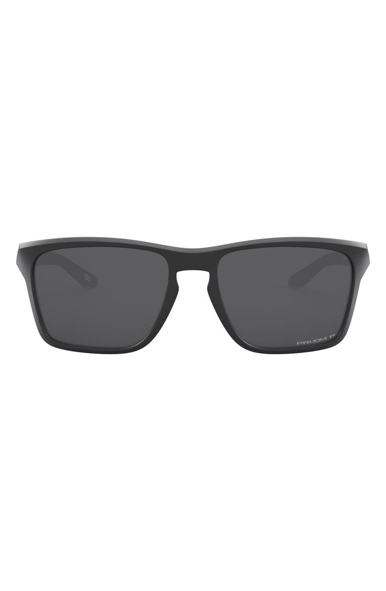 Oakley Sylas 60mm Prizm<sup>™</sup> Polarized Rectangular Sunglasses, Main, color, Matte Black