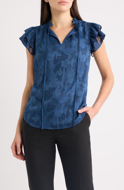 Ruffle Tie Neck Top