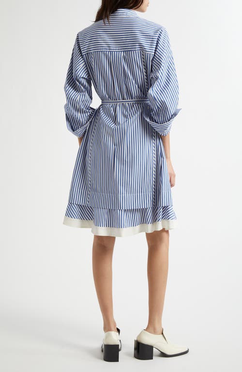 3.1 Phillip Lim Stripe Shirt With Cascade Sleeves In Blue Multi