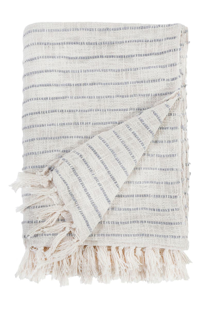 Pom Pom at Home Jojo Handwoven Oversize Throw Blanket, Main, color, Ivory/ Blue Grey