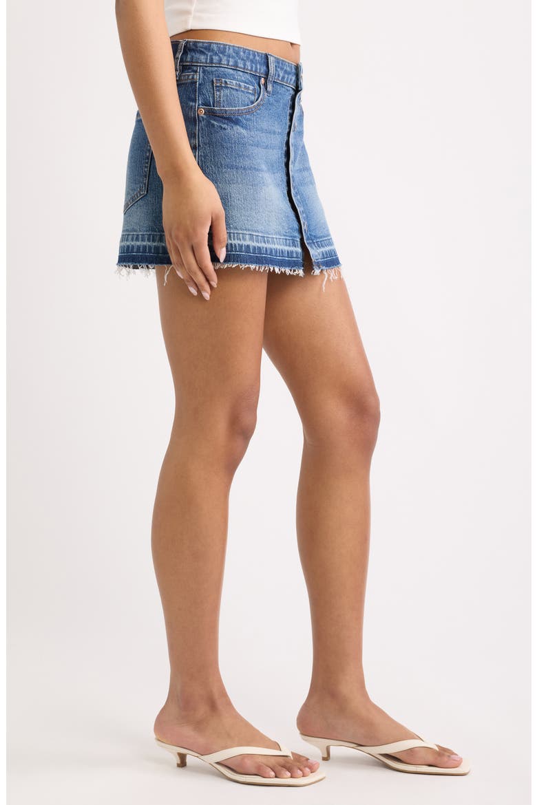 Button Front Denim Miniskirt, Alternate, color, VINTAGE WASH