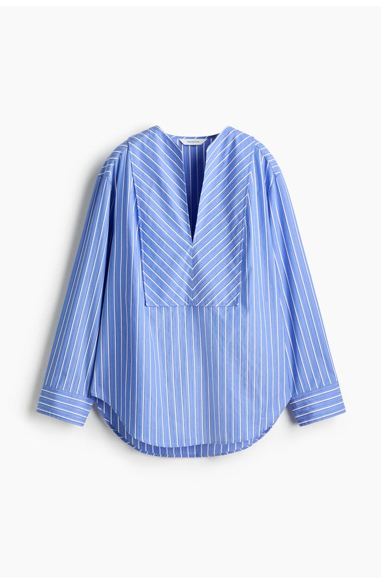 H&M Oversized Cotton Shirt, Main, color, Blue/Striped
