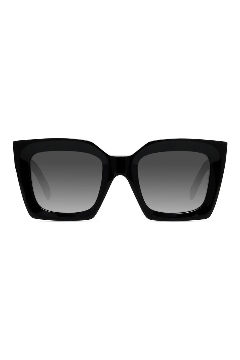 51mm Polarized Square Sunglasses, Main, color, BLACK/ SMOKE