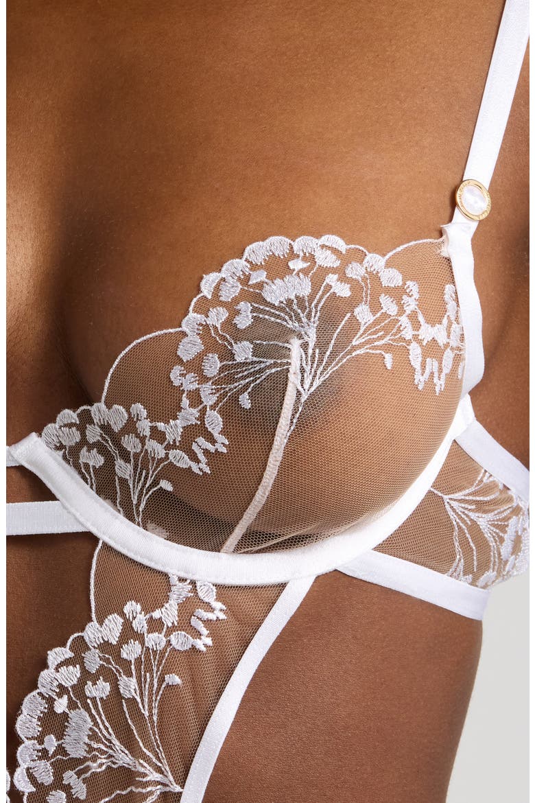 Marisa Embroidered Mesh Teddy, Alternate, color, WHITE/ SHEER