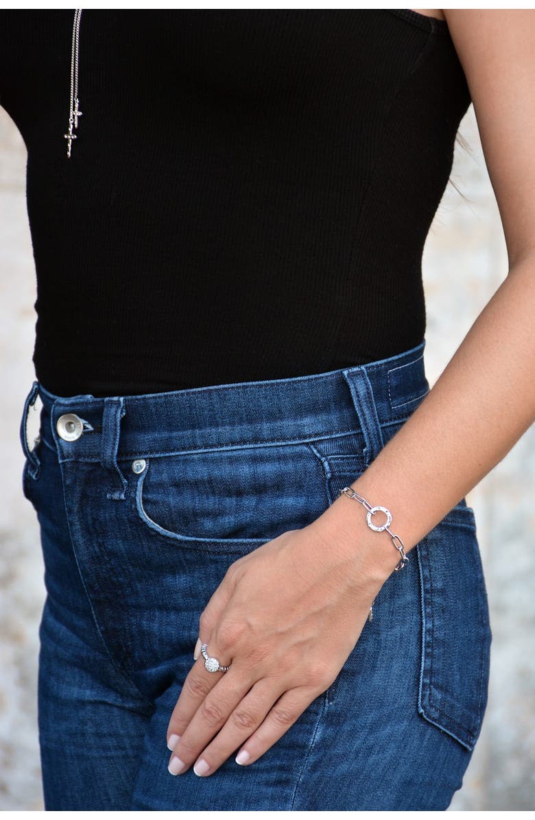 Liza Schwartz Amour Circle CZ Charm Chain Link Bracelet, Alternate, color, 