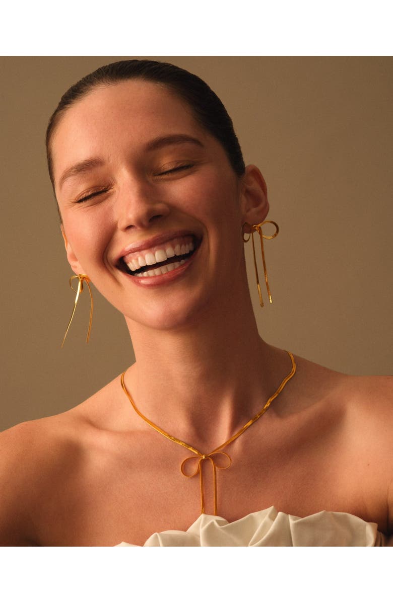 Katie Loxton Amelie Waterproof Gold Bow Necklace, Alternate, color, Gold