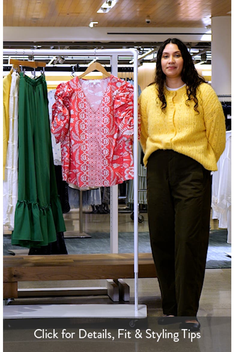 Rania Floral Chancellor Ruched Sleeve Cotton Top video