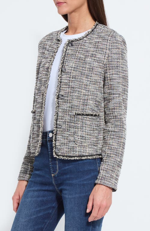 Lyssé Lysse Collarless Stretch Tweed Jacket In Gray