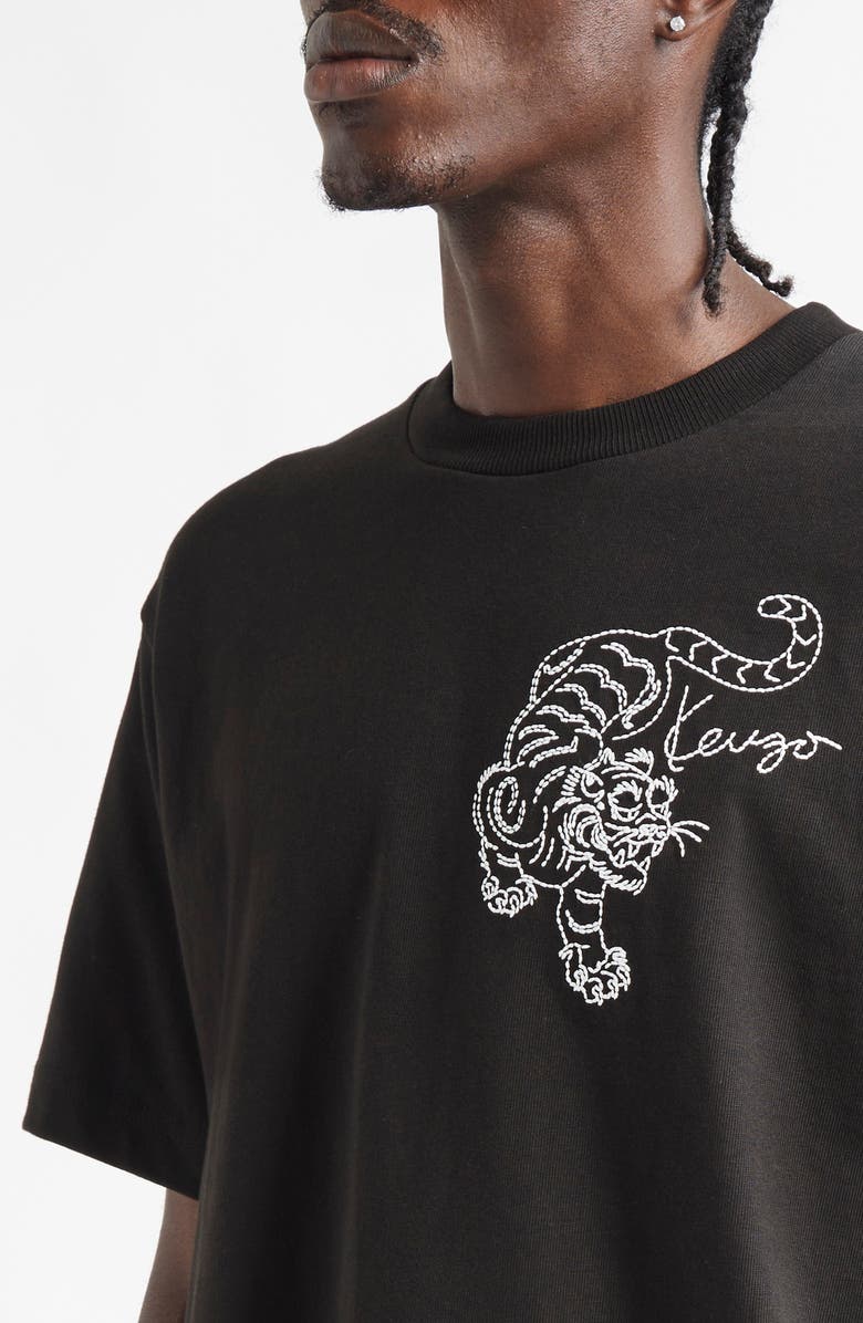 KENZO Embroidered Star Tiger Cotton T-Shirt, Alternate, color, 
