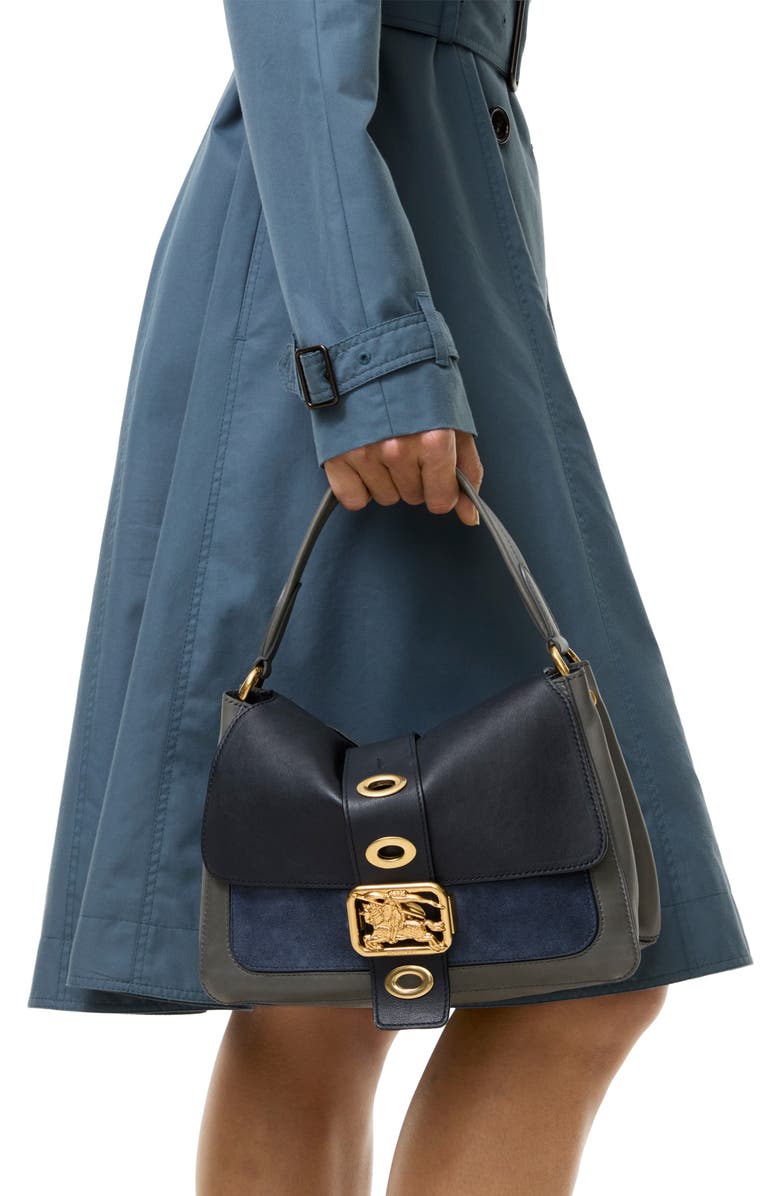 Burberry Small Rider Colorblock Leather Top Handle Bag, Alternate, color, Indigo/ Sf Blue/ Aqua