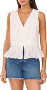 Vince Camuto Pintuck Peplum Sleeveless Button-Up Top