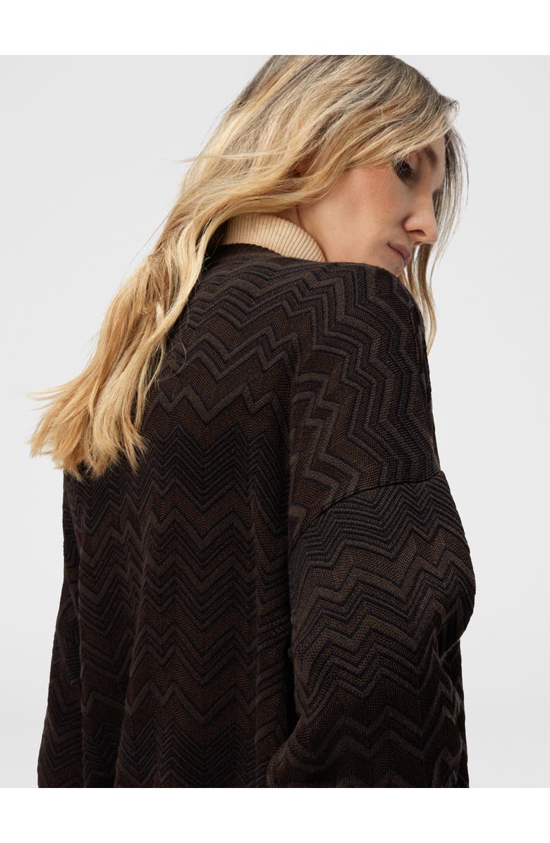 Missoni Oversized V-neck Sweater In Chevron Pattern, Alternate, color, Brown