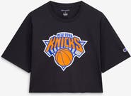 Champion Women's Champion Black New York Knicks Cropped Boyfriend T-Shirt