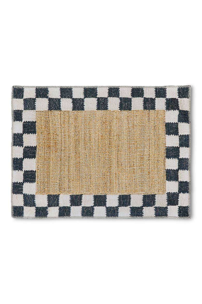 Naturals Check Washable Rug, Main, color, BEIGE