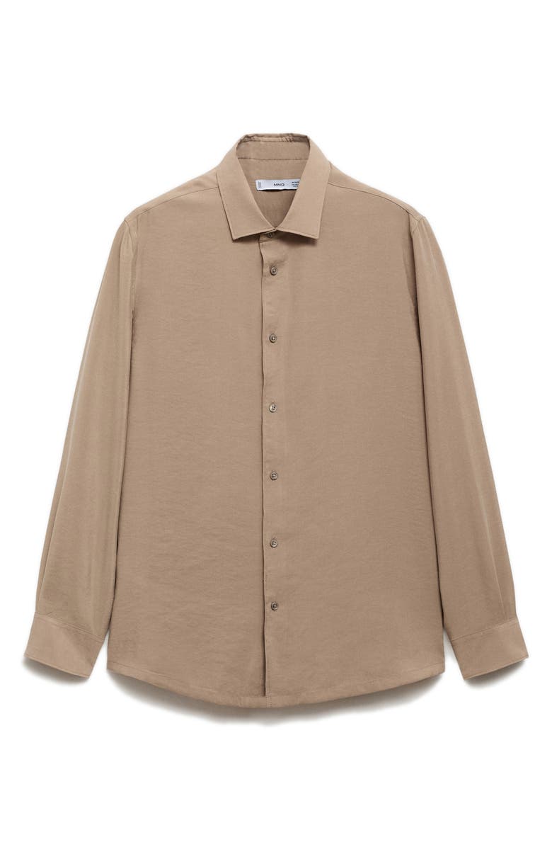 MANGO Regular Fit Button-Up Shirt, Alternate, color, Medium Brown