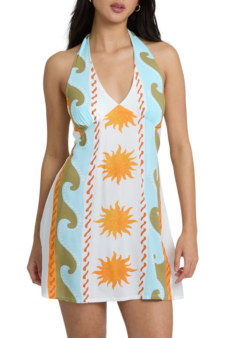 Sunny Sometimes Halter Minidress, Main, color, SALT CRYSTAL