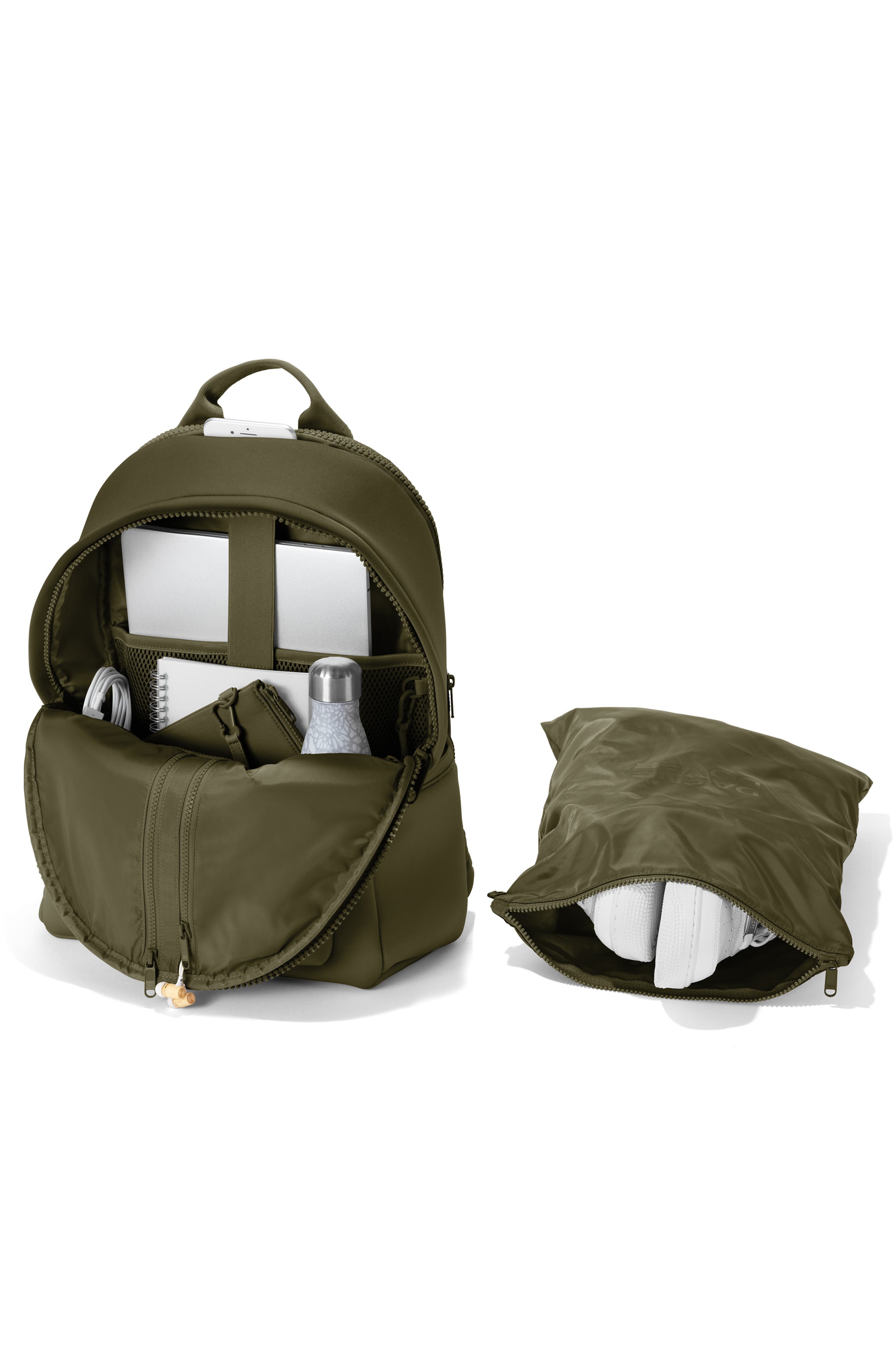 Dakota Large Neoprene Backpack, Alternate, color, DARK MOSS