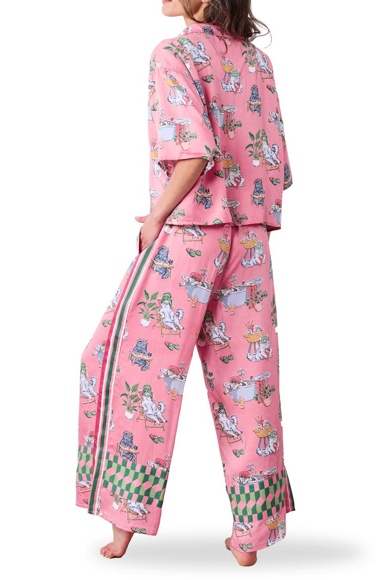 Cosmic Satin Pajamas, Alternate, color, PINK POLISH