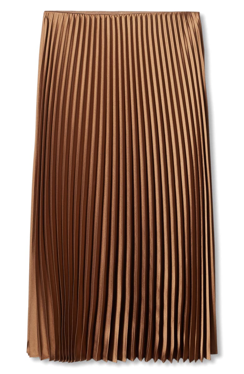 MANGO Pleated Satin Midi Skirt, Alternate, color, 