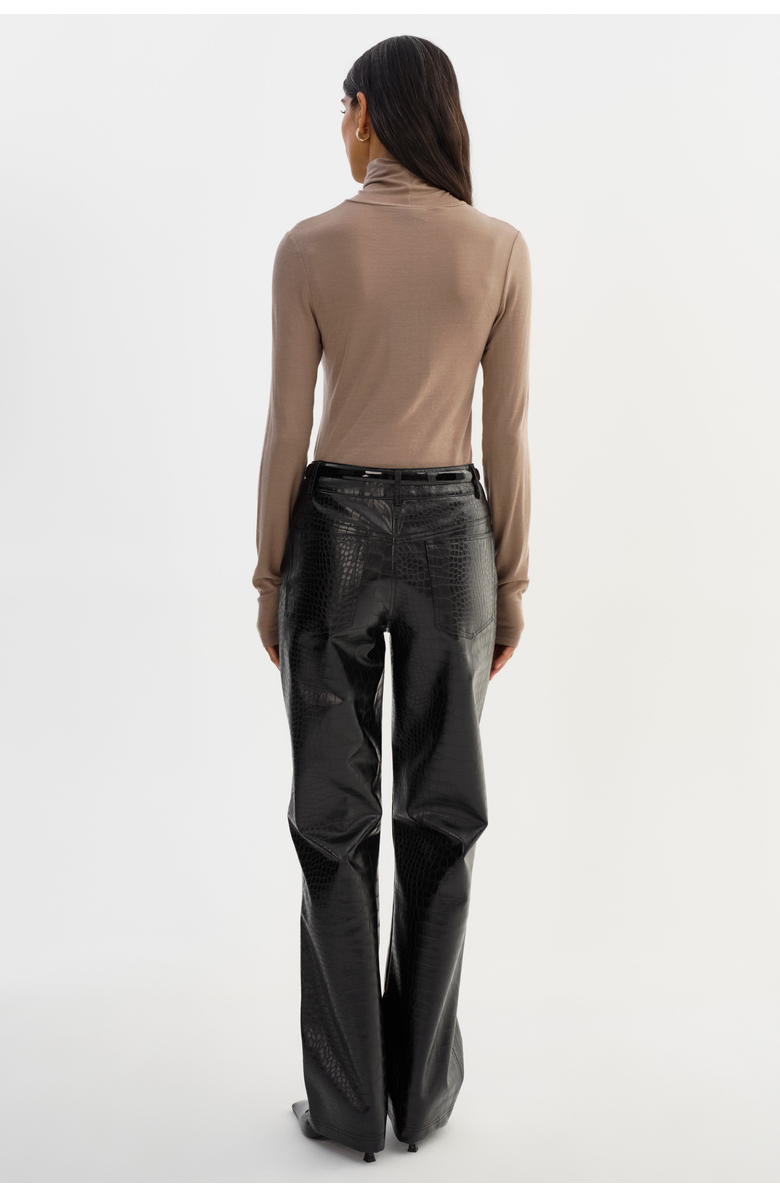 LAMARQUE Freja | Faux Leather Croco Pants, Alternate, color, Black