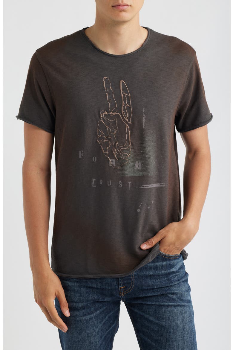 Raw Edge Graphic T-Shirt, Main, color, DEEP CHARCOAL