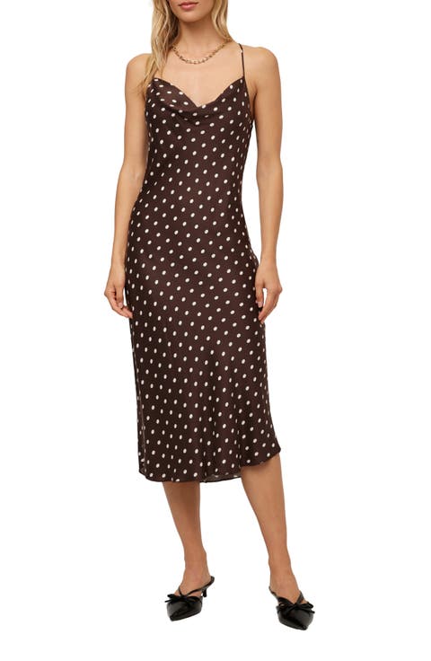 Vanessa Polka Dot Racerback Bias Midi Dress