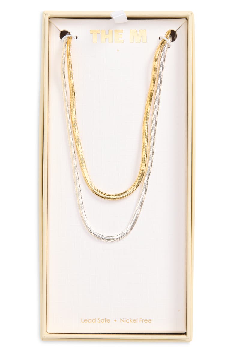 Two-Tone Slinky Pre-Layered Necklace, Main, color, GOLD/ SIL