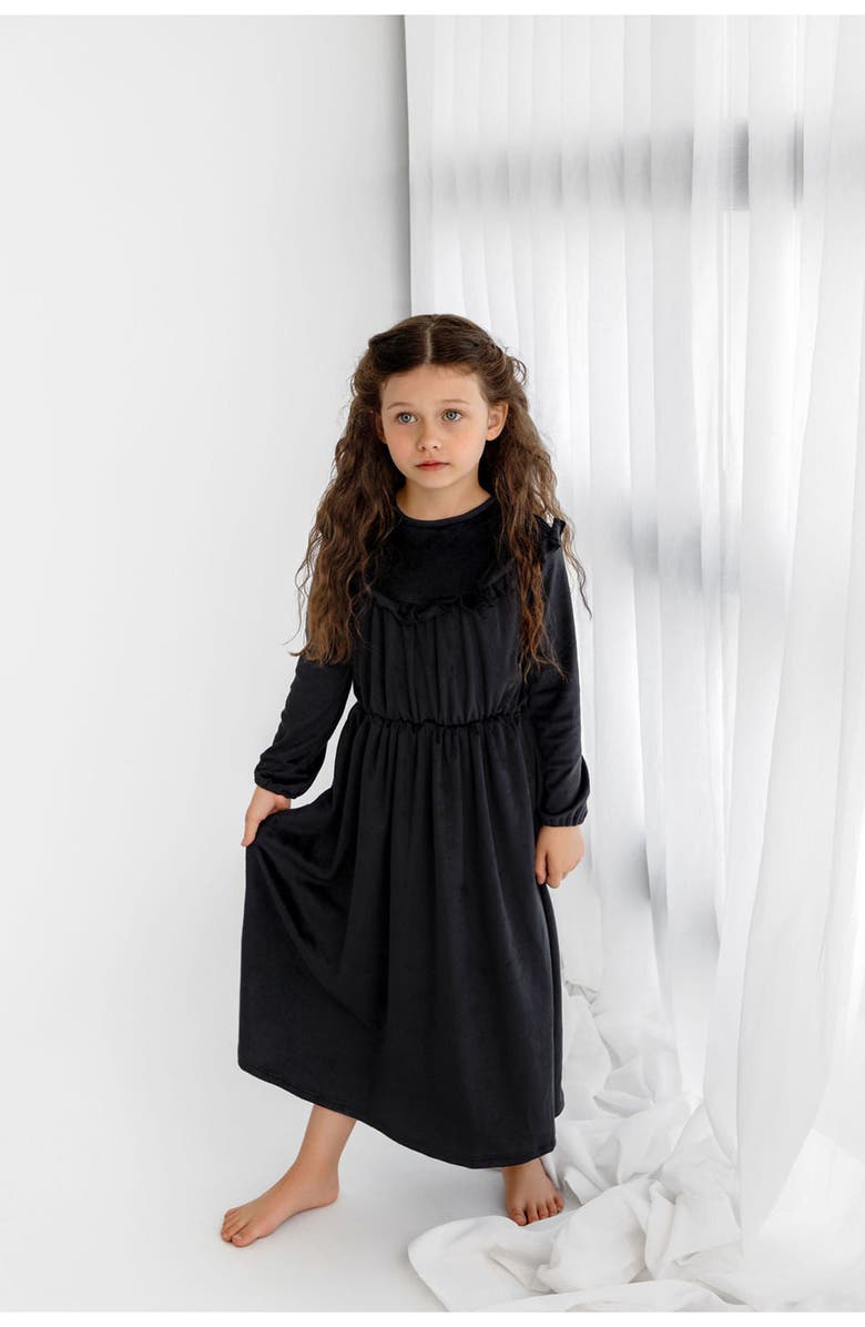 Pouf Velour Ruffle Maxi, Alternate, color, Black