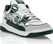 PHILIPP PLEIN Mix Leather Lo-Top Sneakers Strass Hexagon Men