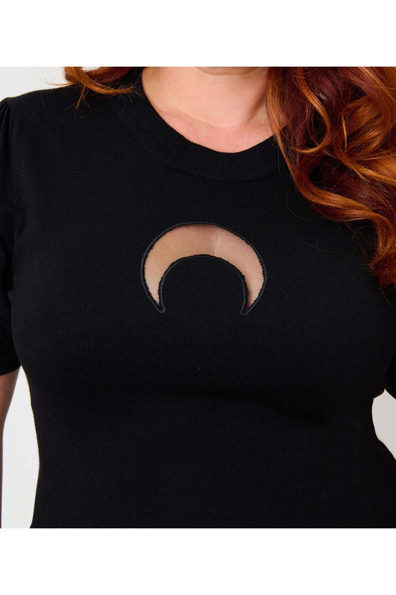 Plus Size Heart Cutout Flare Dress, Alternate, color, Black Crescent Moon
