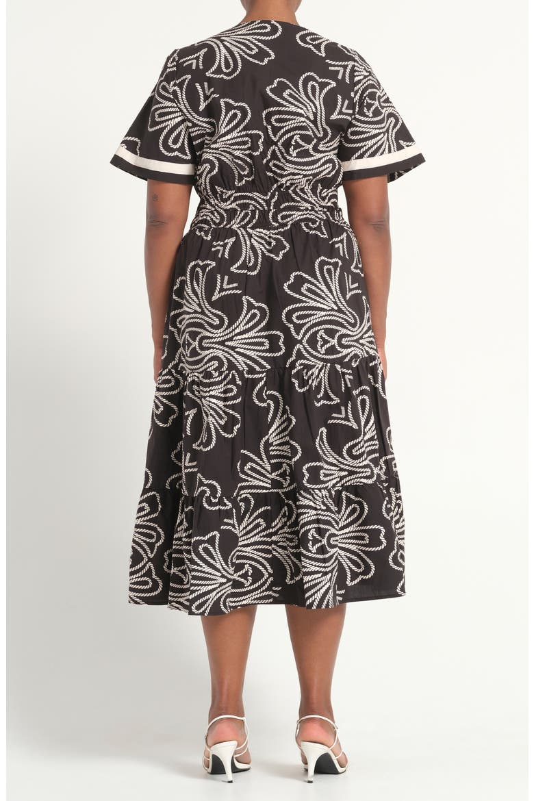 Lune Print Midi Dress, Alternate, color, BLACK/ MILK