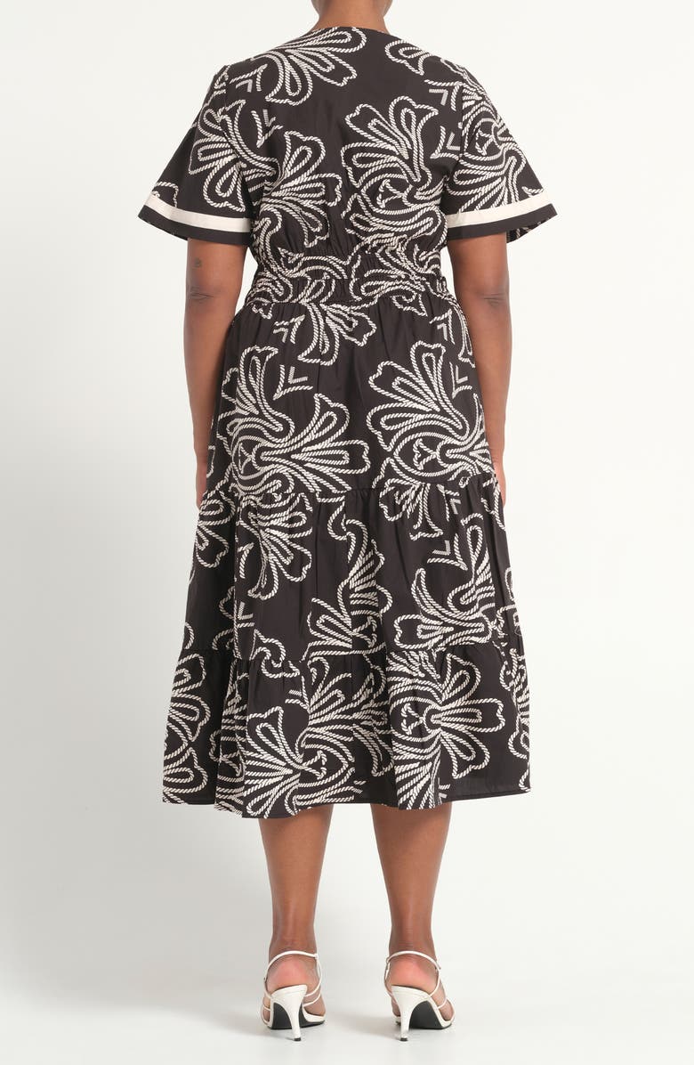 Estelle Lune Print Midi Dress, Alternate, color, Black/ Milk
