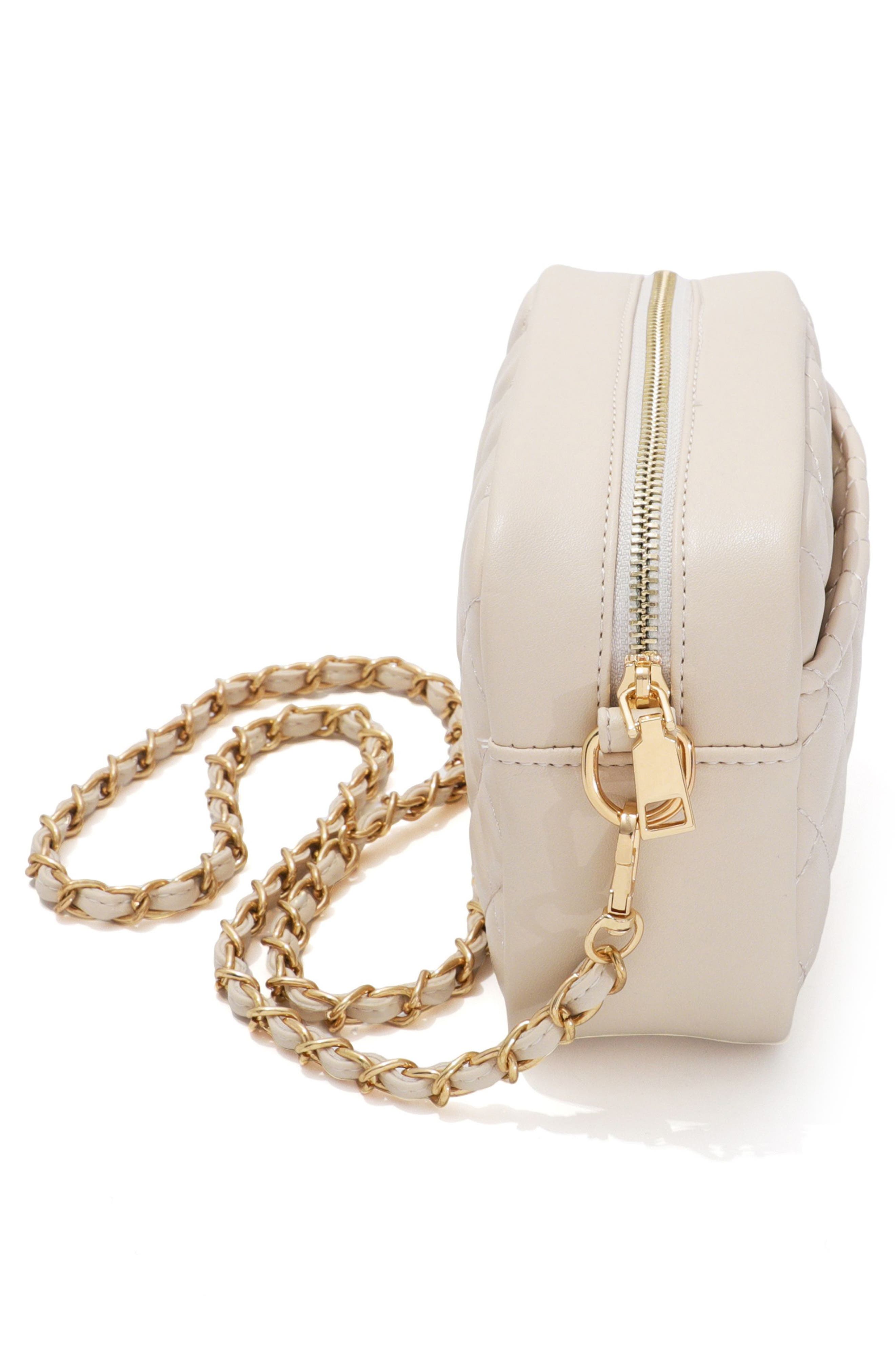 Cushion Quilted Faux Leather Shoulder Bag, Alternate, color, WHITE