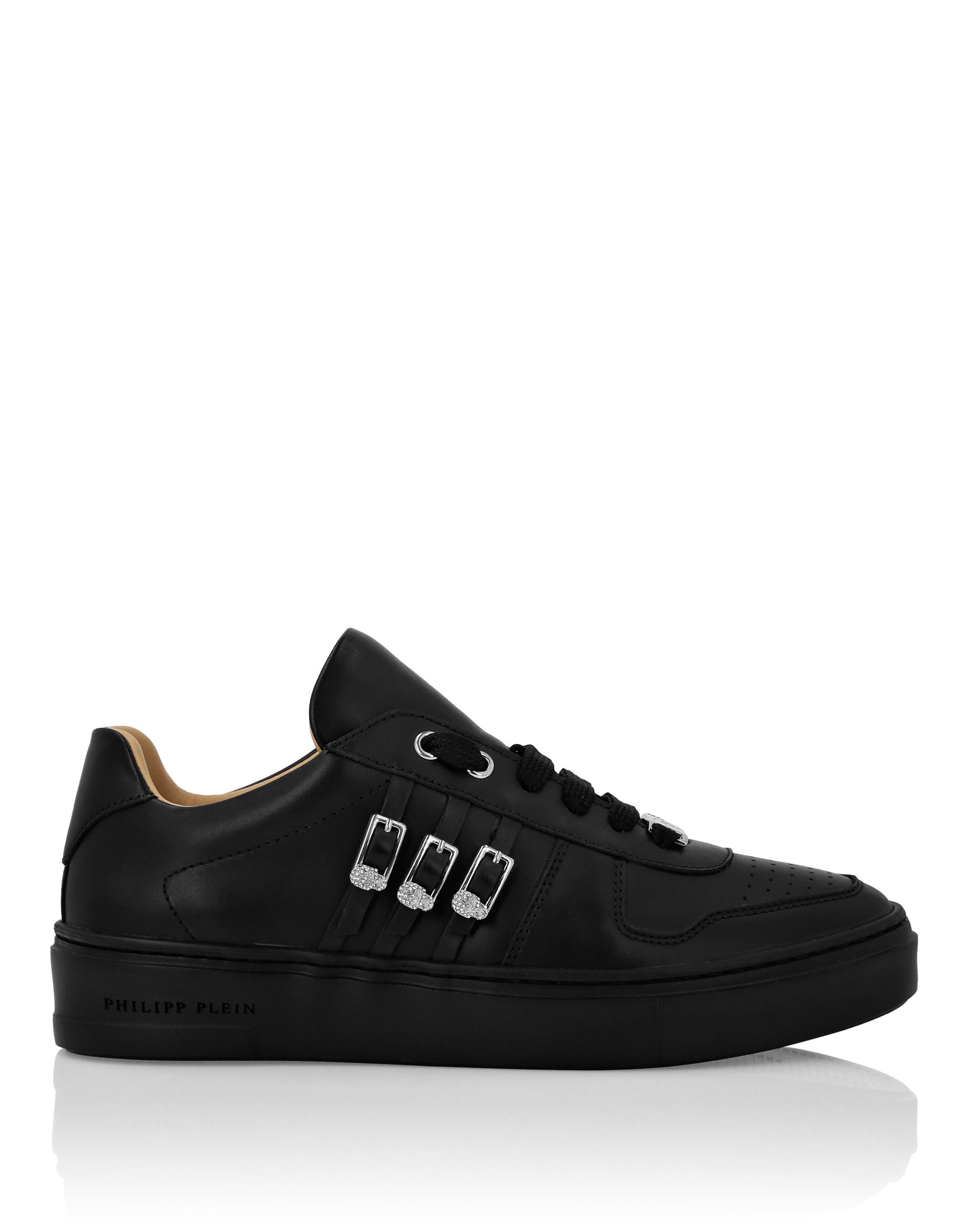 Nappa Leather Lo-Top Sneakers Skull Logo Women, Alternate, color, black/black