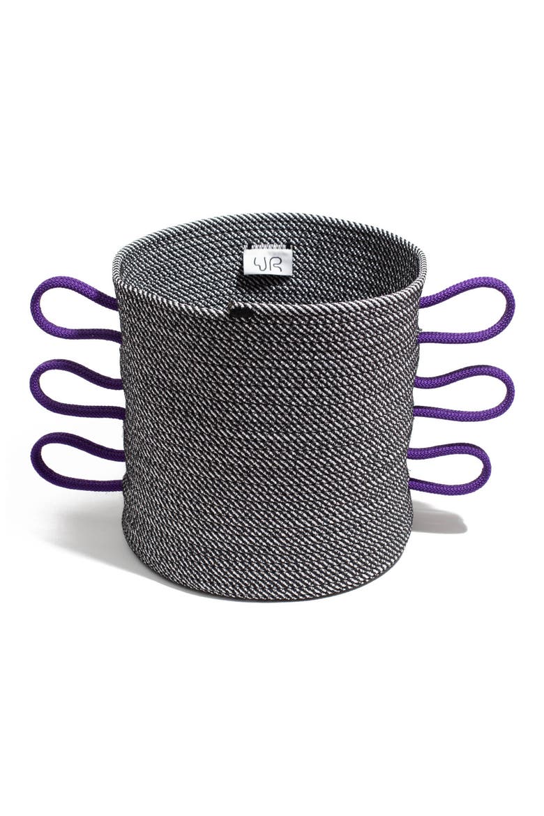 Wild Wings Medium Storage Basket, Main, color, B AND W STRIPE PURPLE