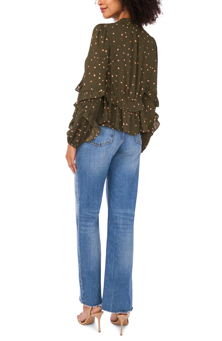 Ted Baker Ruffle V-Neck Button Top, Alternate, color, Forest Night