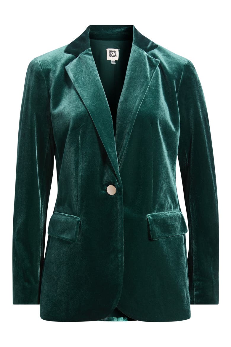 One-Button Notched Collar Blazer, Alternate, color, PINE FOREST