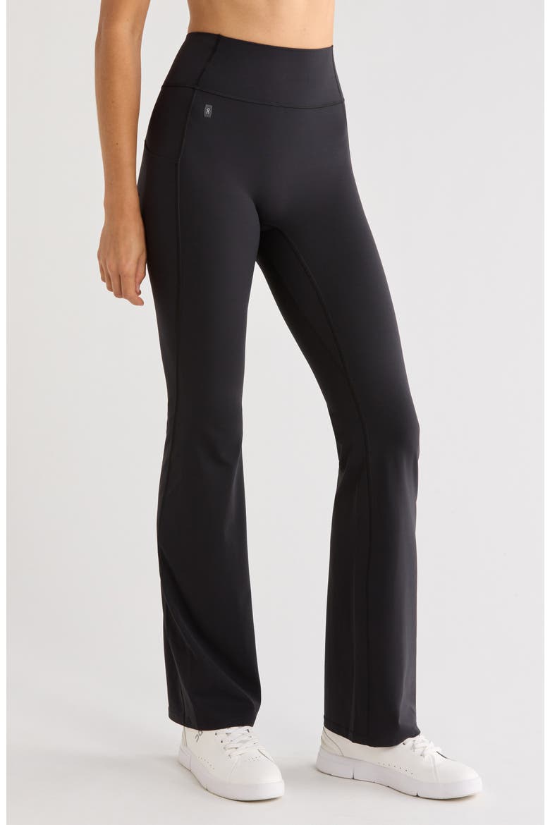 Studio High Waist Flared Pants, Alternate, color, BLACK