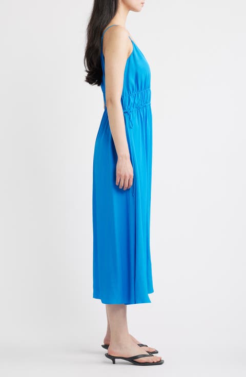 Smocked Sleeveless Midi Dress