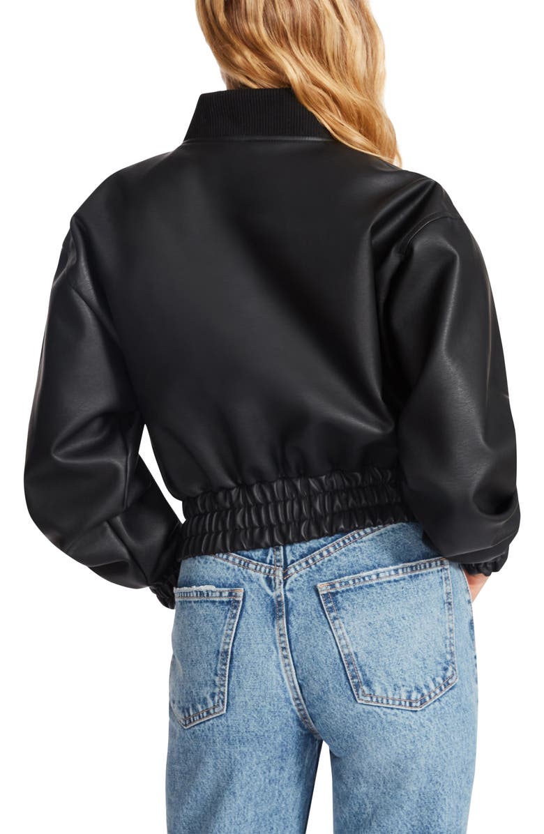 Steve Madden Parker Faux Leather Crop Bomber Jacket, Alternate, color,
