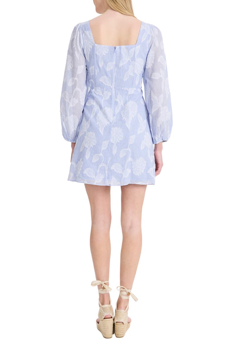Floral Long Sleeve Cotton Minidress, Alternate, color, BLUE/ WHITE