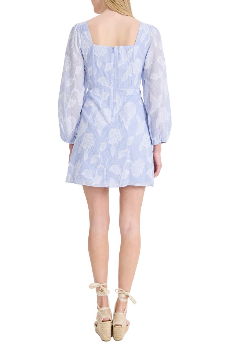 Donna Morgan Floral Long Sleeve Cotton Minidress, Alternate, color, Blue/ White