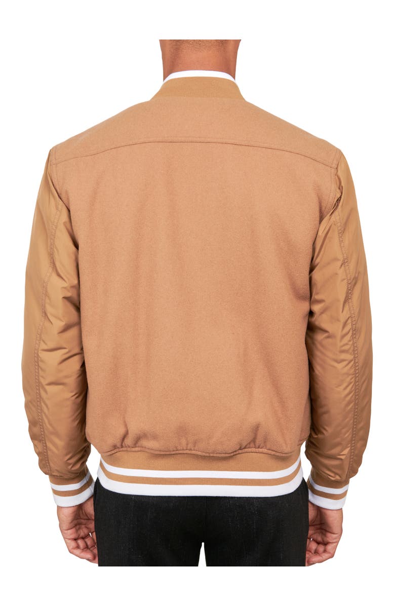 CONSTRUCT Solid Varsity Jacket, Alternate, color, Khaki