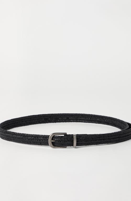 Brunello Cucinelli Braided Stretch Leather Belt In Black
