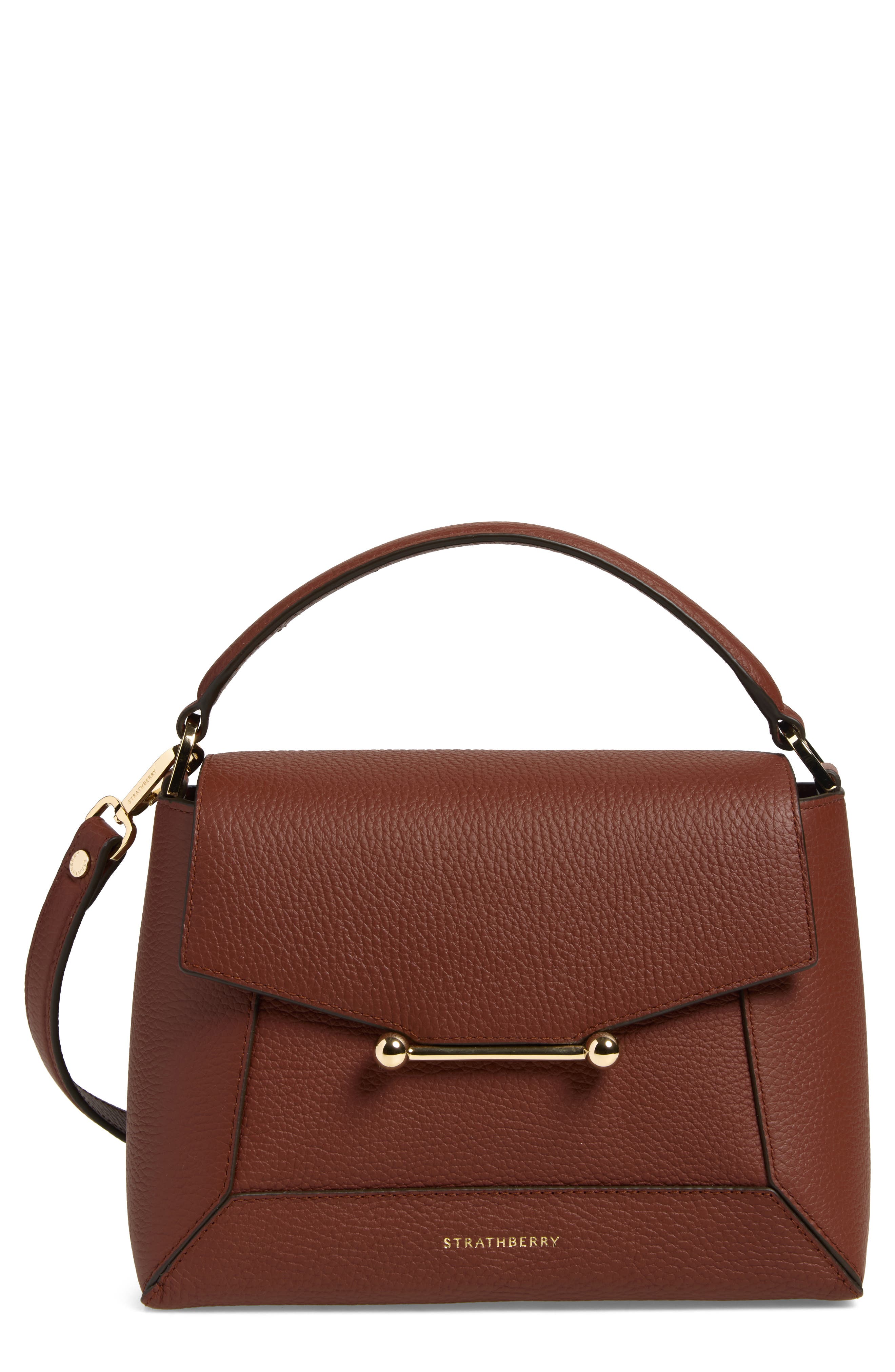 Mosaic Leather Top Handle Bag, Main, color, WALNUT