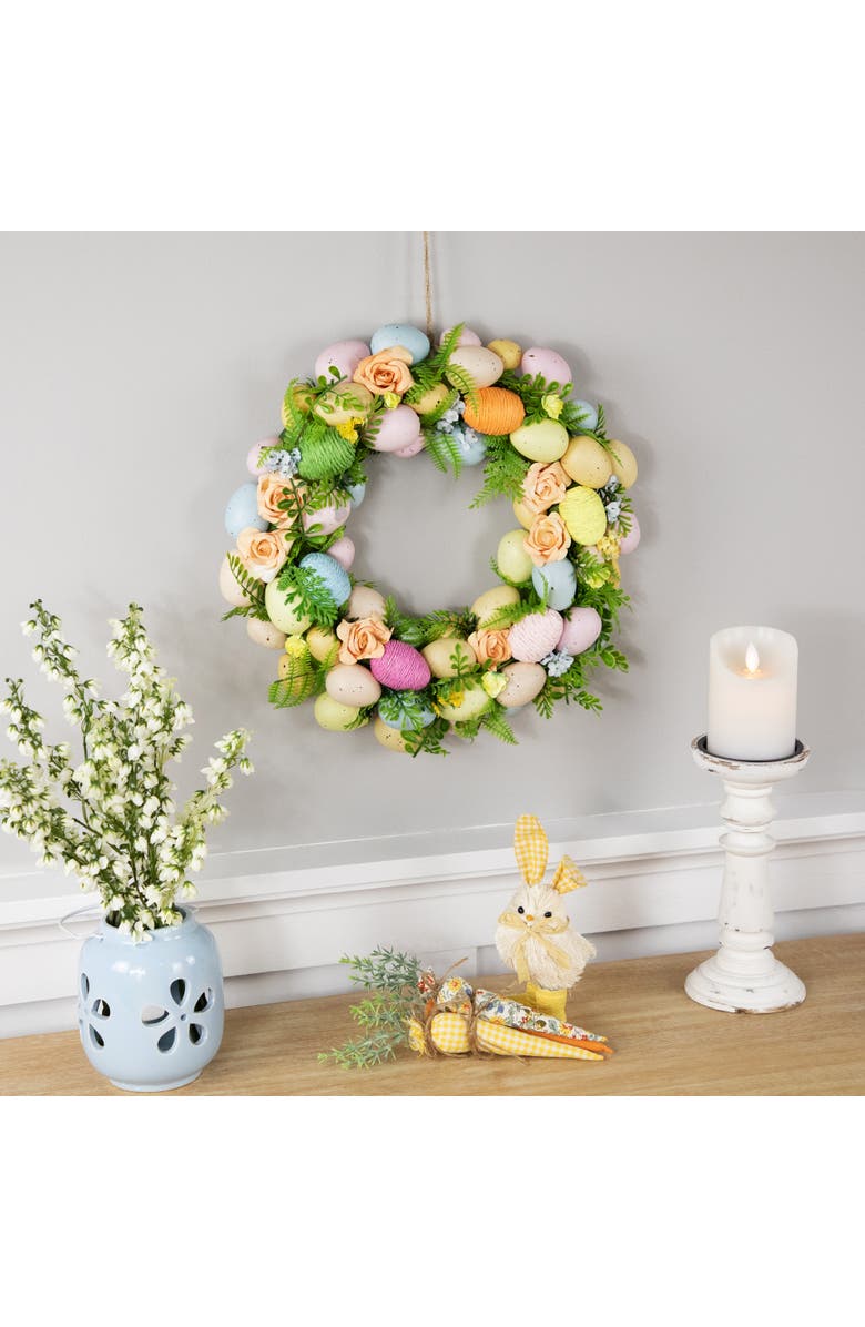 Northlight Roses and Easter Eggs Small Artificial Spring Wreath - 15", Alternate, color, 