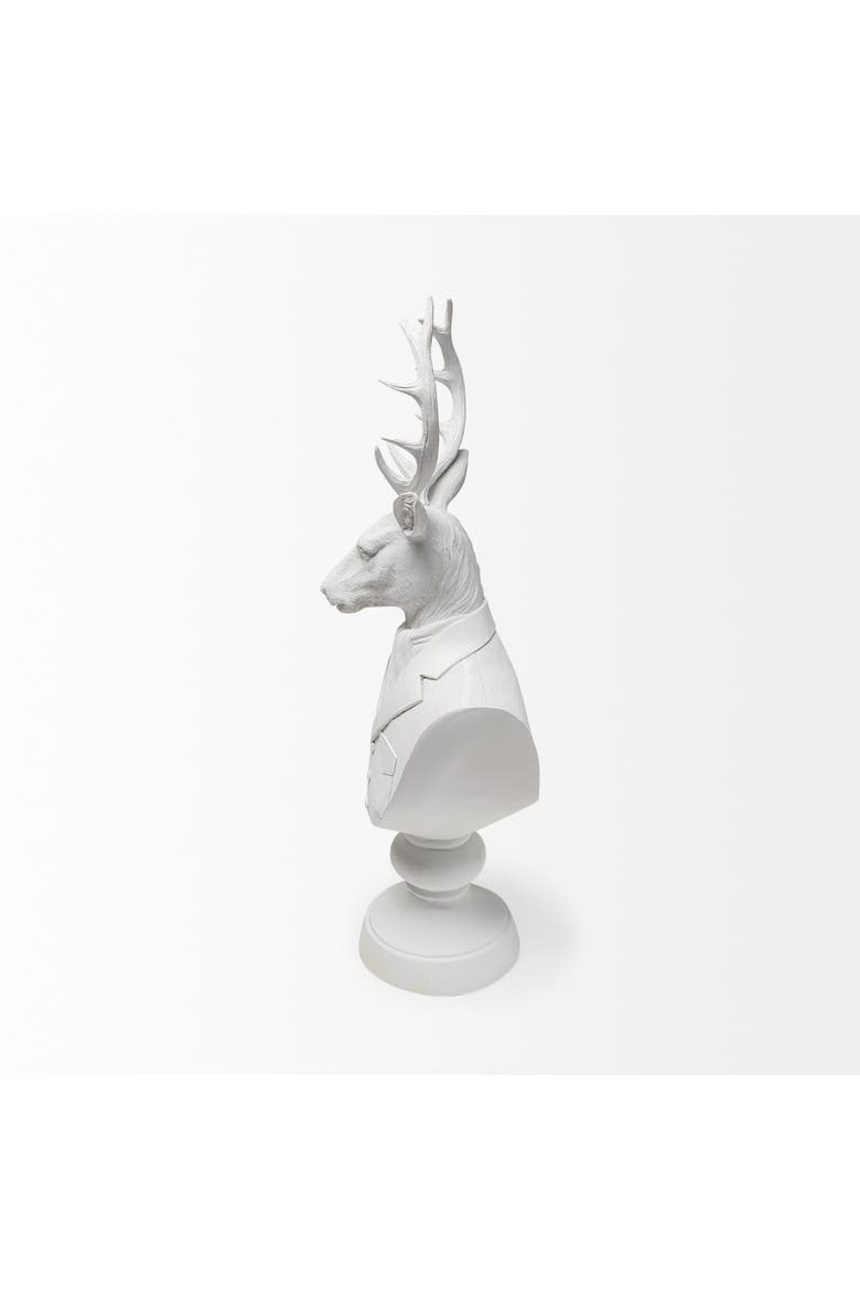 Mozart Painted Resin Deer In A Suit Bust, Alternate, color, White