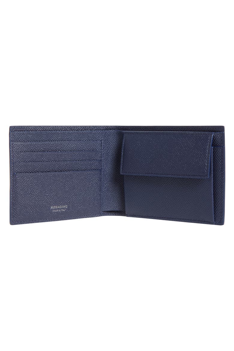Micro Gancio Hammered Leather Bifold Wallet, Alternate, color, NEW NAVY NERO