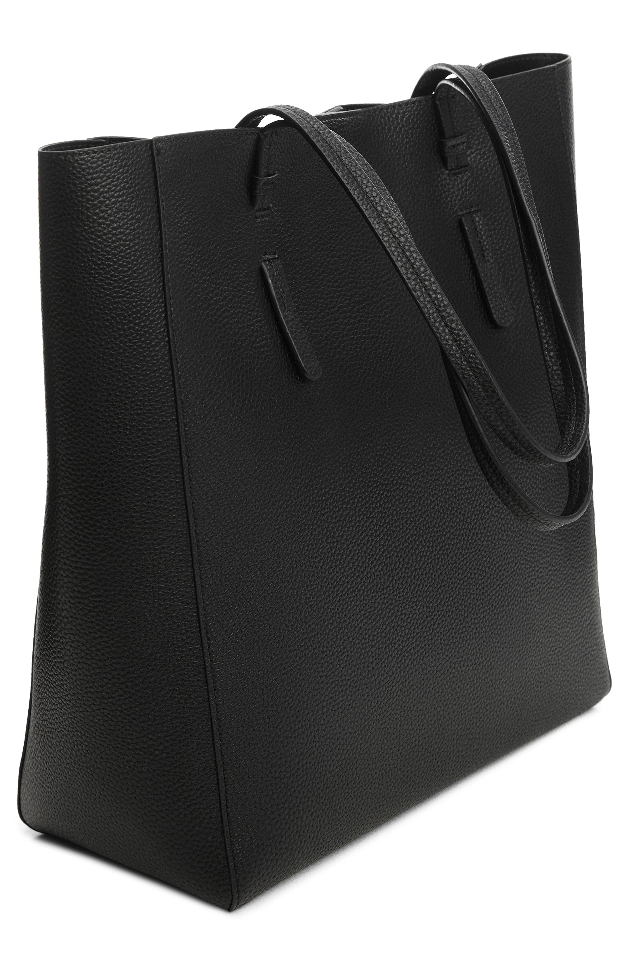 MANGO Faux Leather Shopper Tote, Alternate, color, 